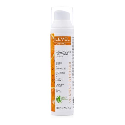 Level - Dead Sea Minerals Vitamin C & Retinol - Glowing Skin Lightening Cream 100 ml (Dode Zee Mineralen Vitamine C & Retinol - Stralende Huidverlichtende Crème)